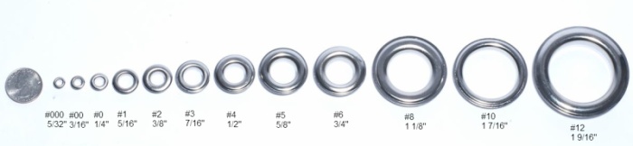 grommets and eyelets sizes