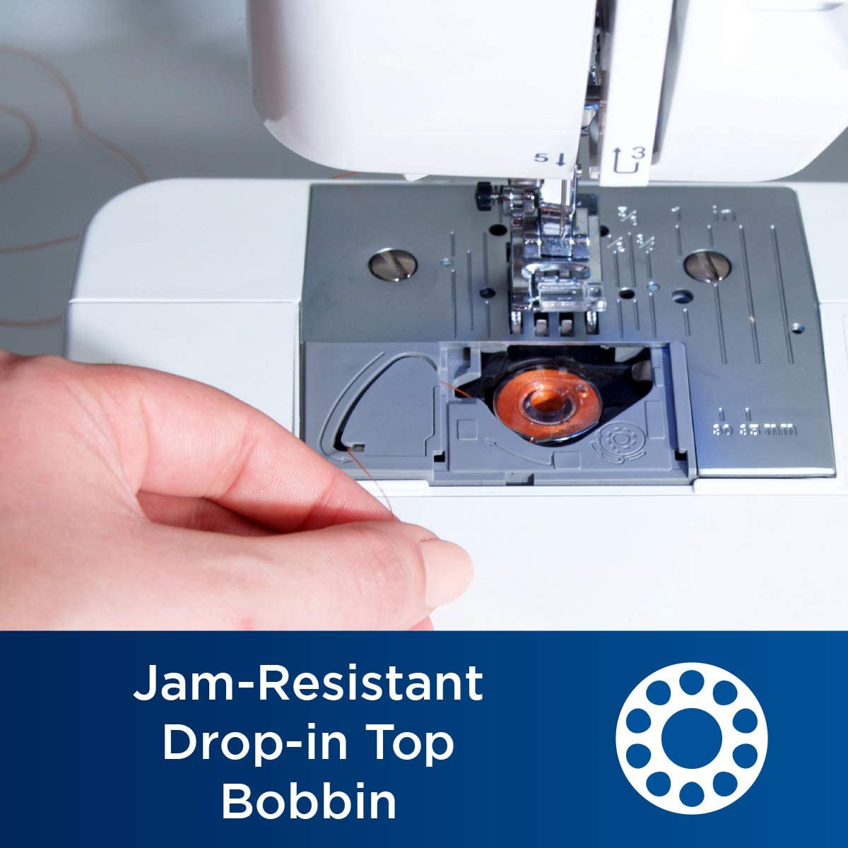 Jam Resistant Drop-in Top Bobbin