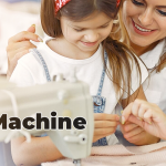 Mum and daughter with a sewing machine