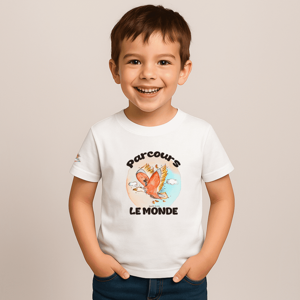 Photo en studio du TShirt pour garçon "Parcours le monde"