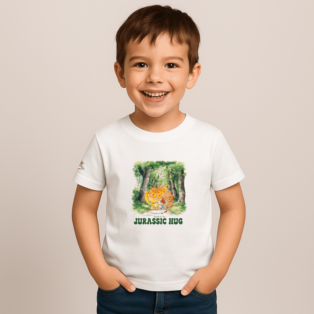 Photo en studio du TShirt pour garçon "Jurassic Hug"