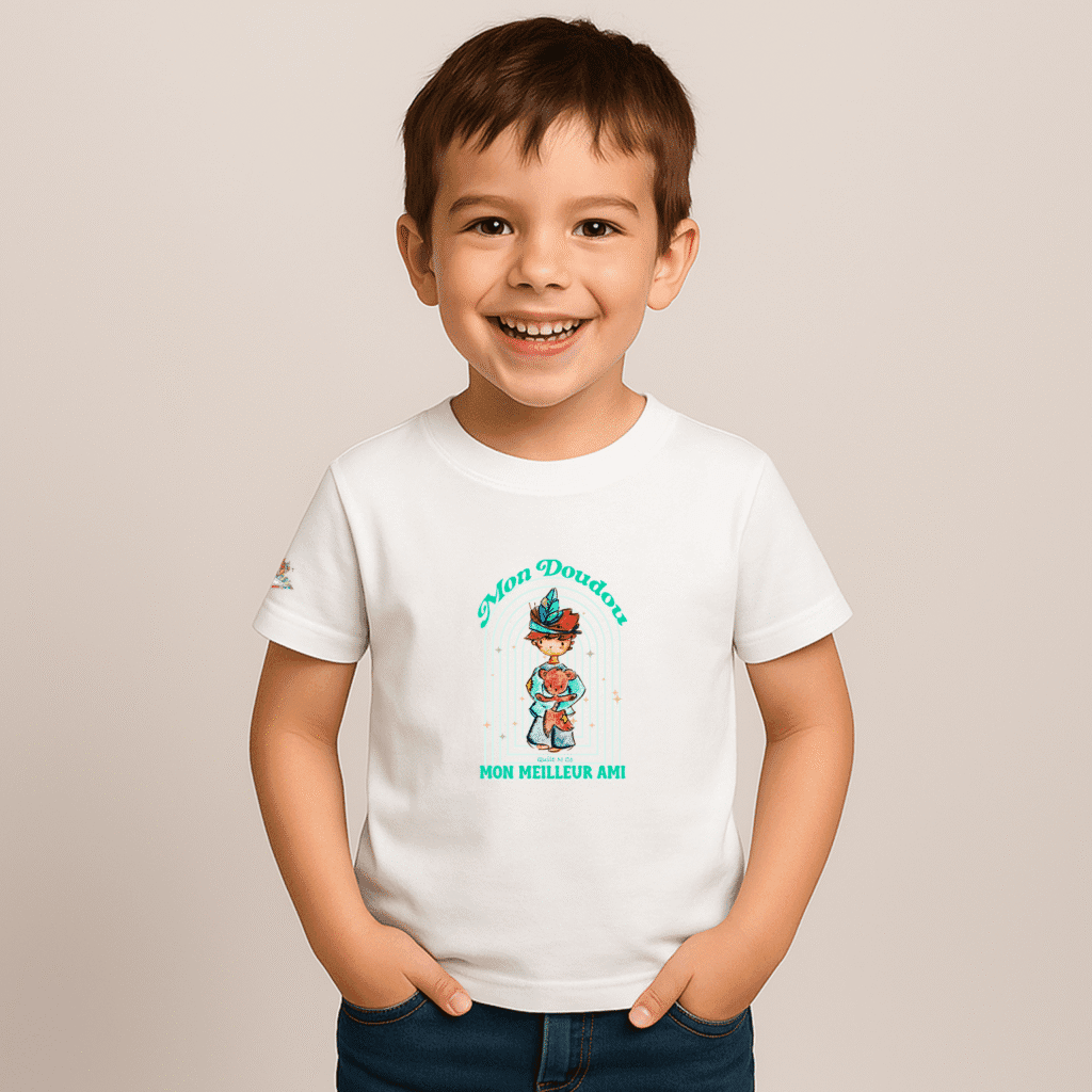 Photo en studio du TShirt pour garçon "Mon Doudou, Mon Meilleur Ami"