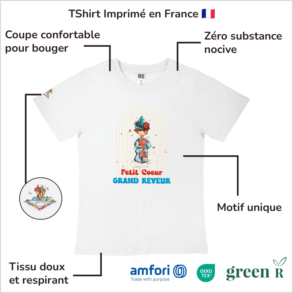 Avantages du T-Shirt pour garçon "Petit Cœur, Grand Rêveur"