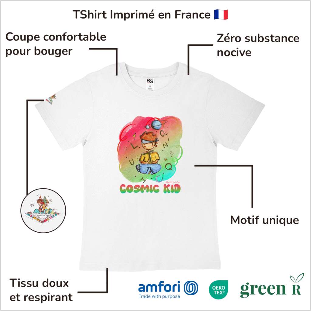 Avantages du T-Shirt pour garçon "Cosmic Kid" Arc-en-ciel