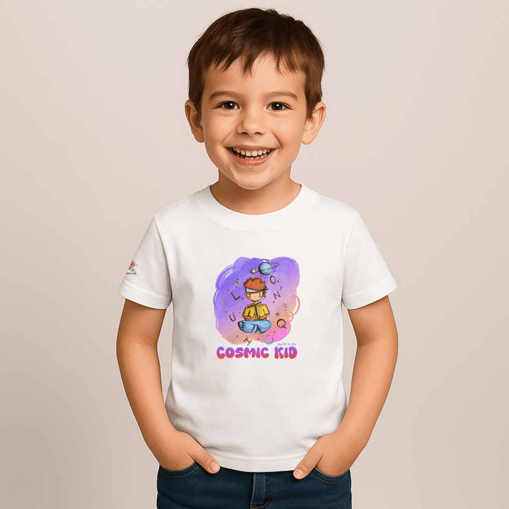 Photo en studio du TShirt pour garçon "Cosmic Kid" Violet