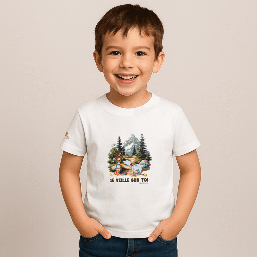 Photo en studio du TShirt pour garçon "Je Veille sur Toi"