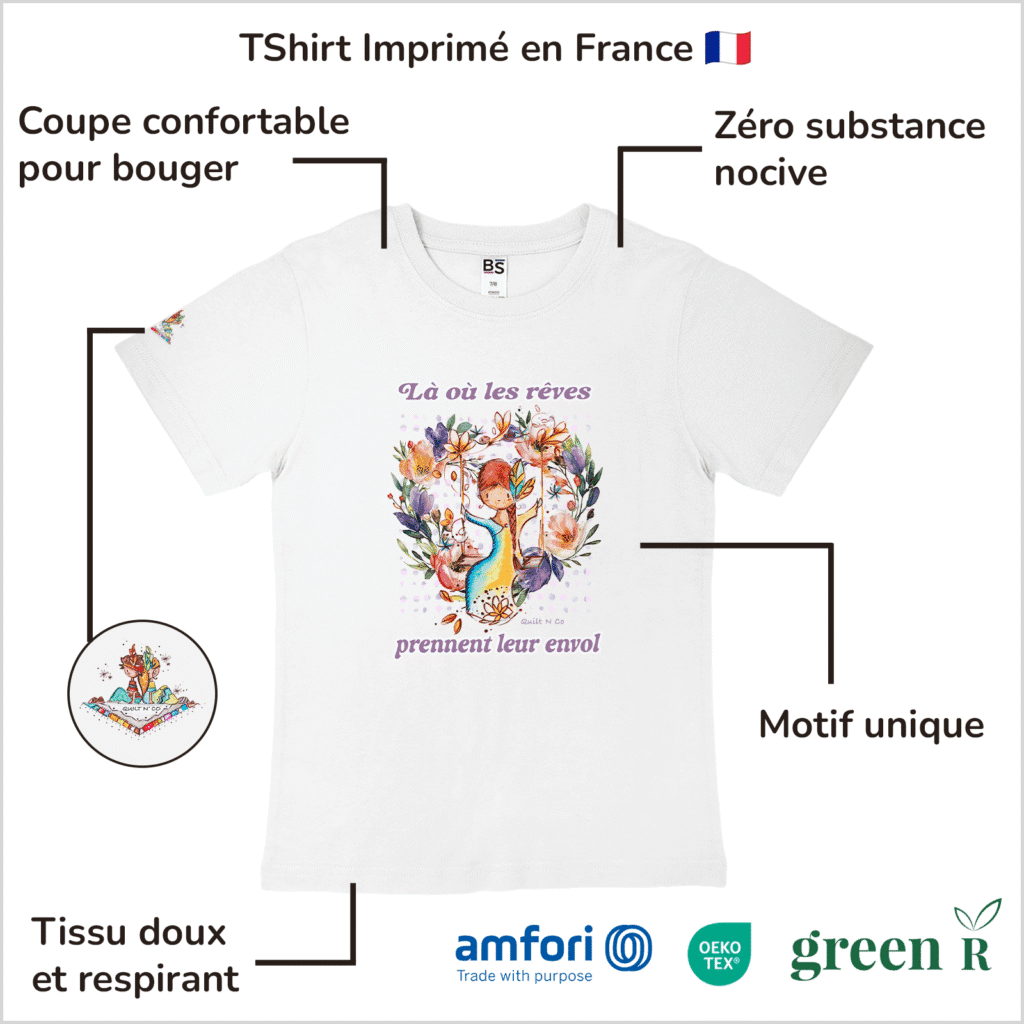 Avantages du T-Shirt pour fille "Là où les rêves prennent leur envol"