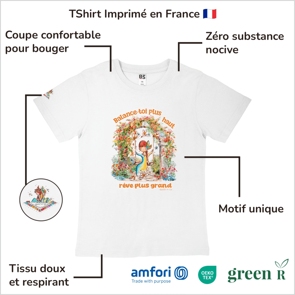 Avantages du T-Shirt pour fille "Balance-toi Plus Haut, Rêve Plus Grand"