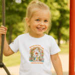 Photo dans le parc du TShirt pour fille "Balance-toi Plus Haut, Rêve Plus Grand"