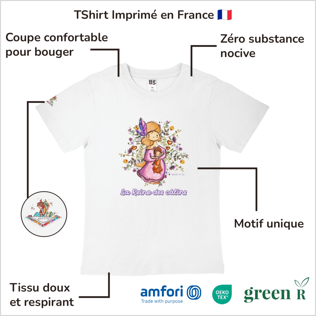 Avantages du T-Shirt pour fille "La Reine des Câlins"