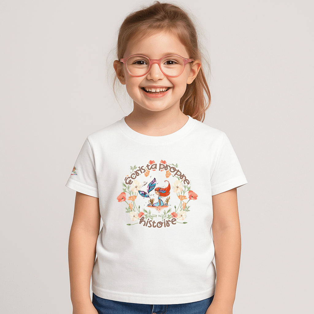 Photo en studio du TShirt pour fille "Ecris Ta Propre Histoire"