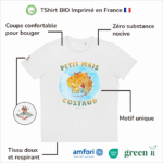 T-Shirt Bio pour garçon "Petit Mais Costaud" Bleu