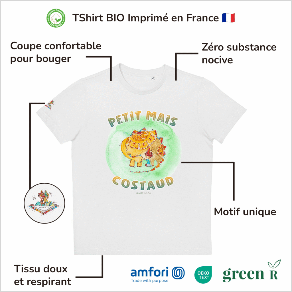 T-Shirt Bio pour garçon "Petit Mais Costaud" Vert