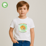 Photo en studio du TShirt Bio pour garçon "Petit Mais Costaud" Vert