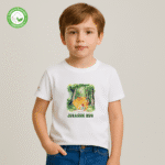 Photo en studio du TShirt Bio pour garçon "Jurassic Hug"
