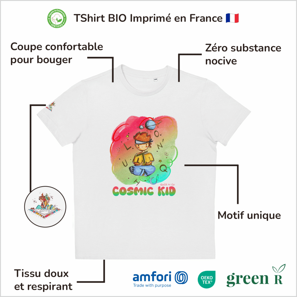 T-Shirt Bio pour garçon "Cosmic Kid" Arc-en-ciel