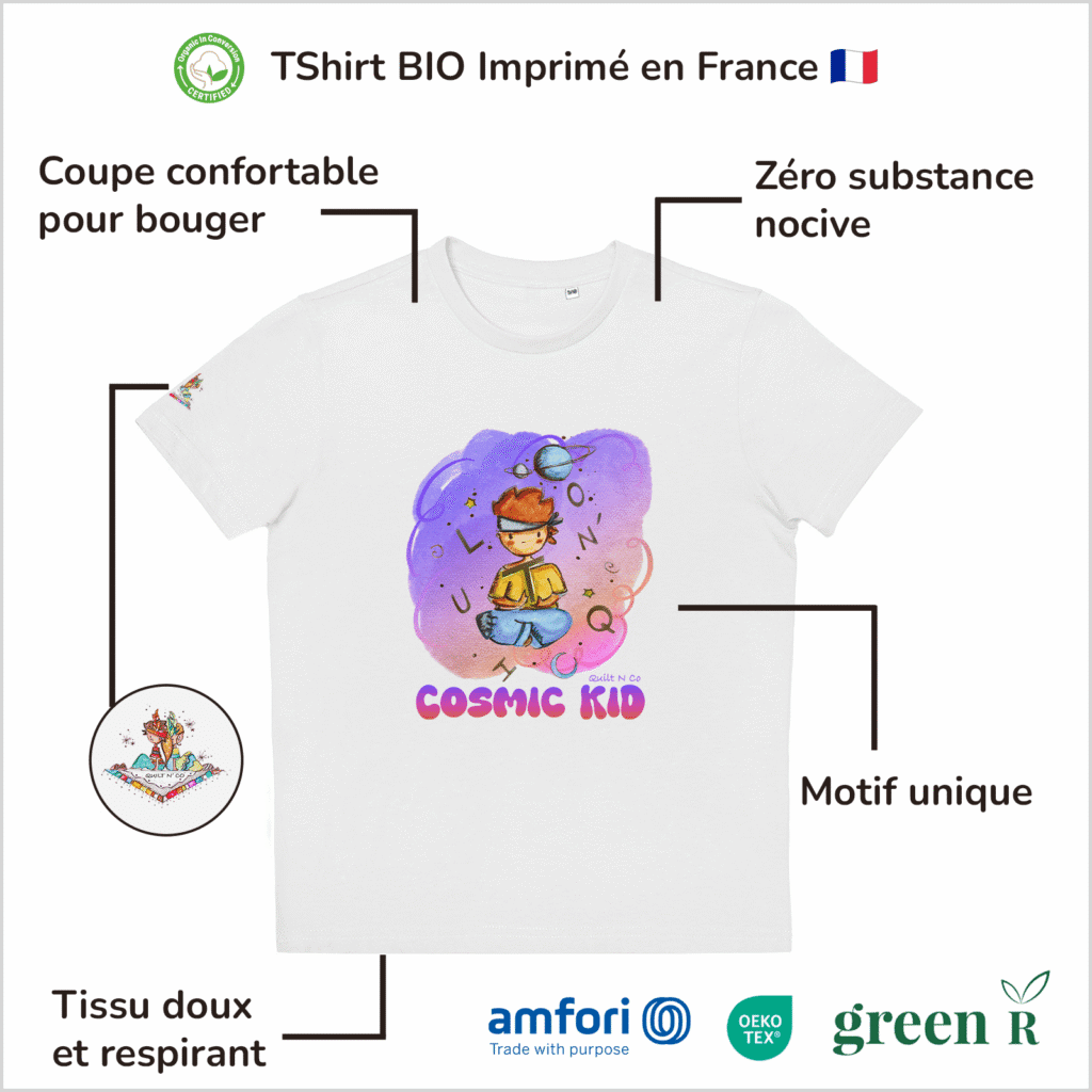 T-Shirt Bio pour garçon "Cosmic Kid" Violet