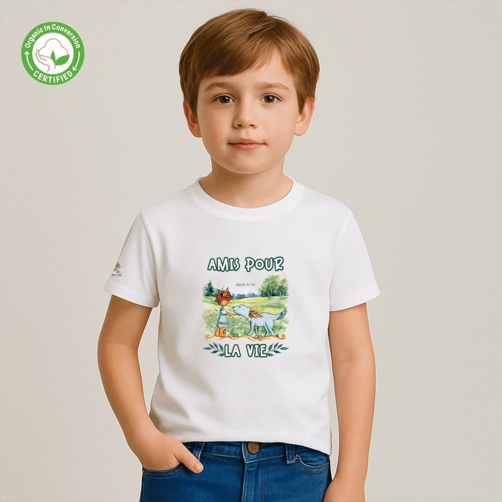 Photo en studio du TShirt Bio pour garçon "Amis pour la Vie"