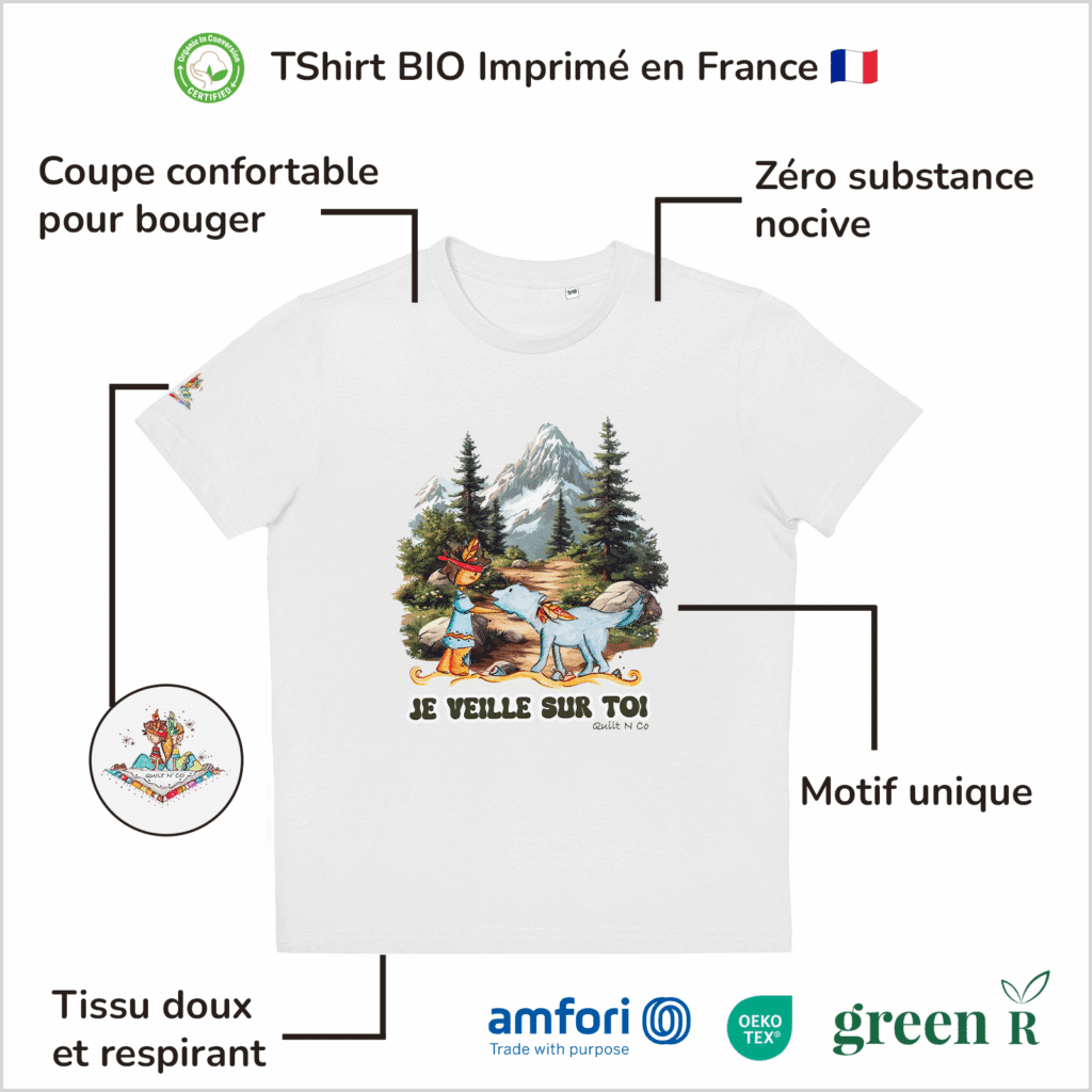 T-Shirt Bio pour garçon "Je Veille sur Toi"