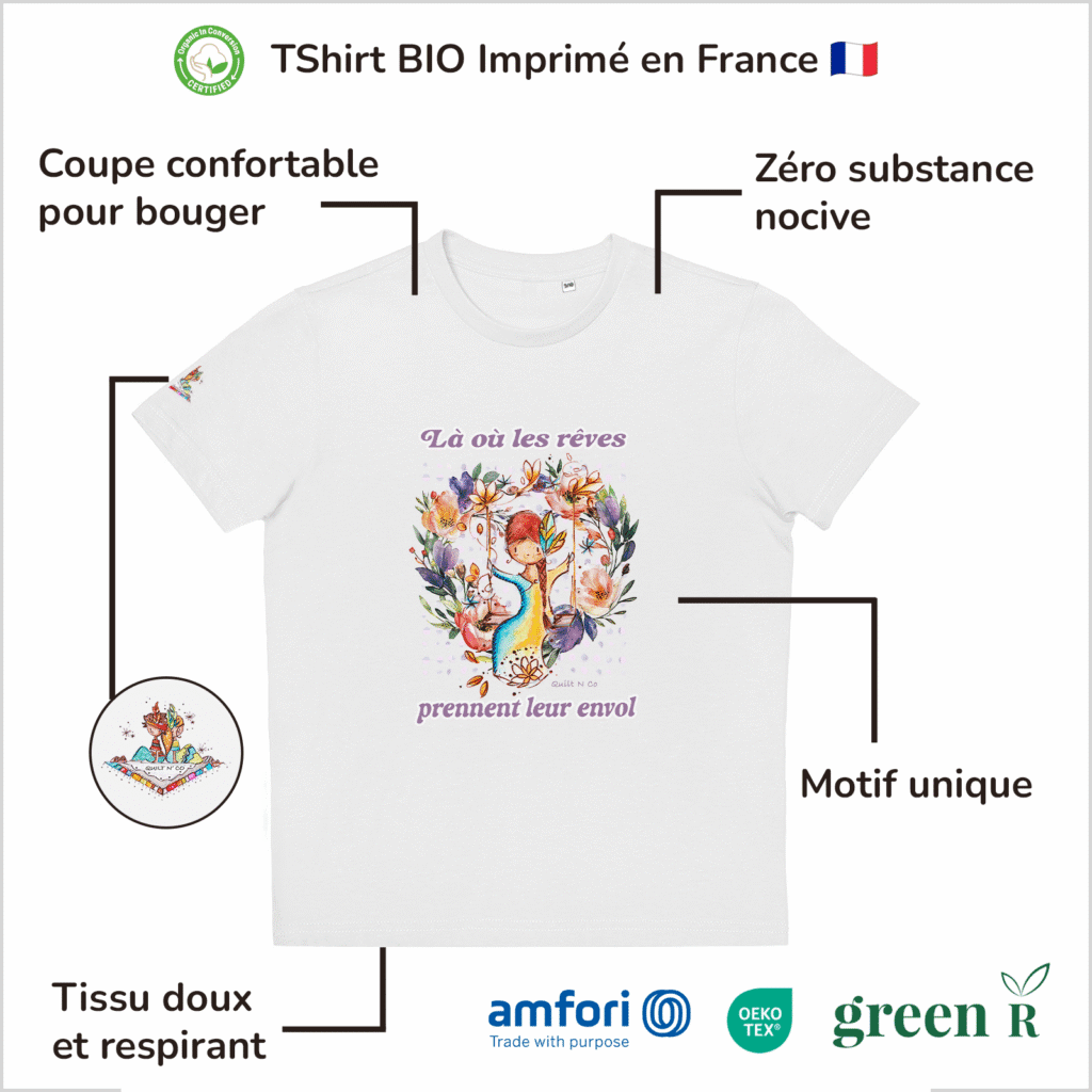 T-Shirt Bio pour fille "Là où les rêves prennent leur envol"