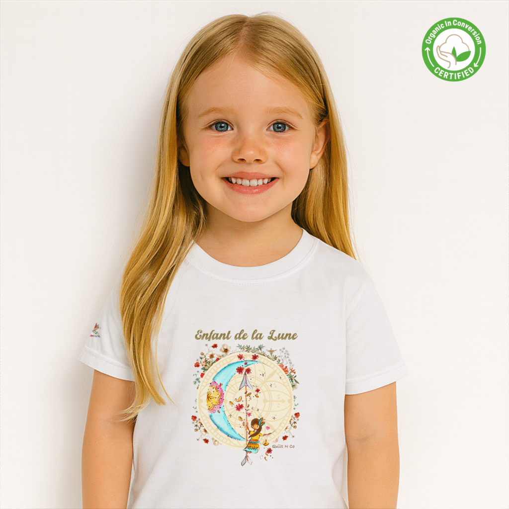 Photo en studio du TShirt Bio pour fille "Enfant de La Lune"