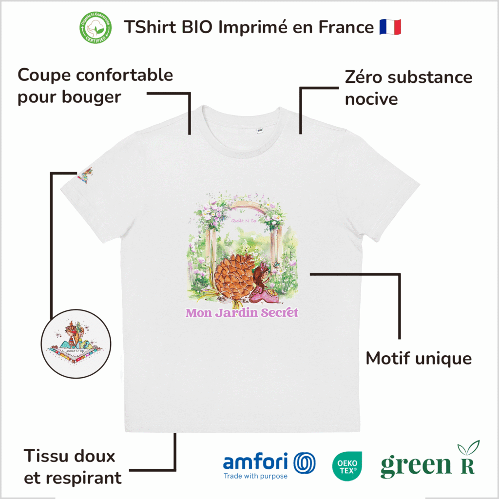 T-Shirt Bio pour fille "Mon Jardin Secret"