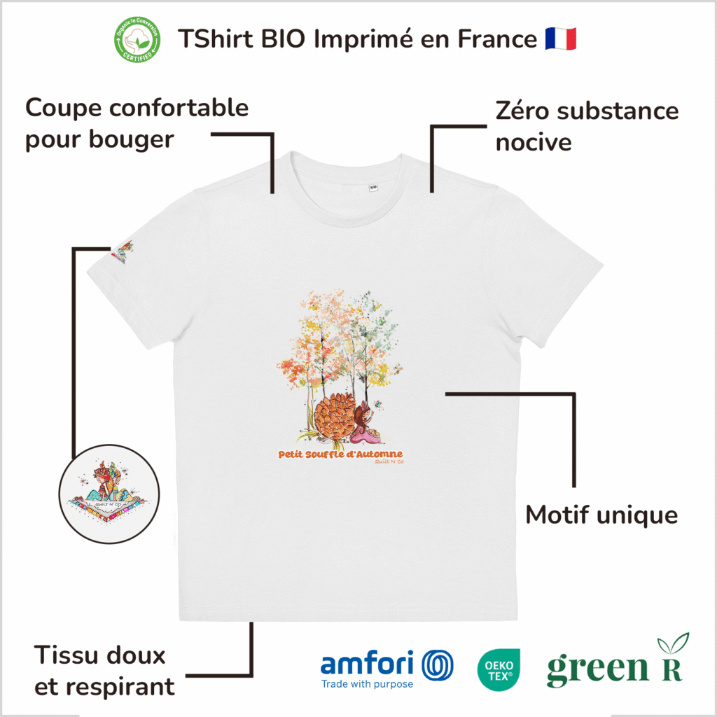 T-Shirt Bio pour fille "Petit Souffle d'Automne"