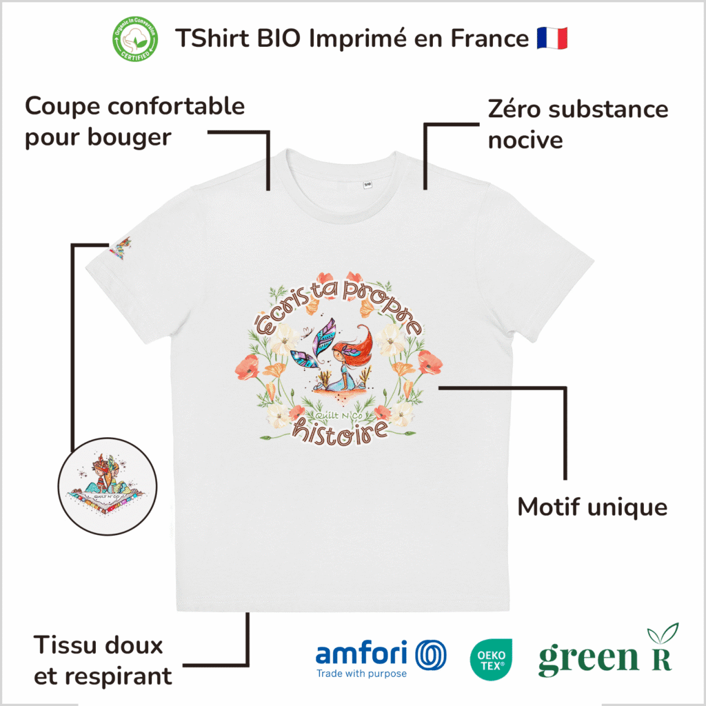 T-Shirt Bio pour fille "Ecris Ta Propre Histoire"