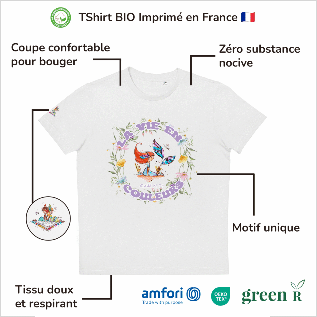 T-Shirt Bio pour fille "La Vie En Couleurs"