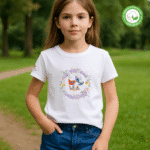 Photo dans le parc du TShirt Bio pour fille "La Vie En Couleurs"
