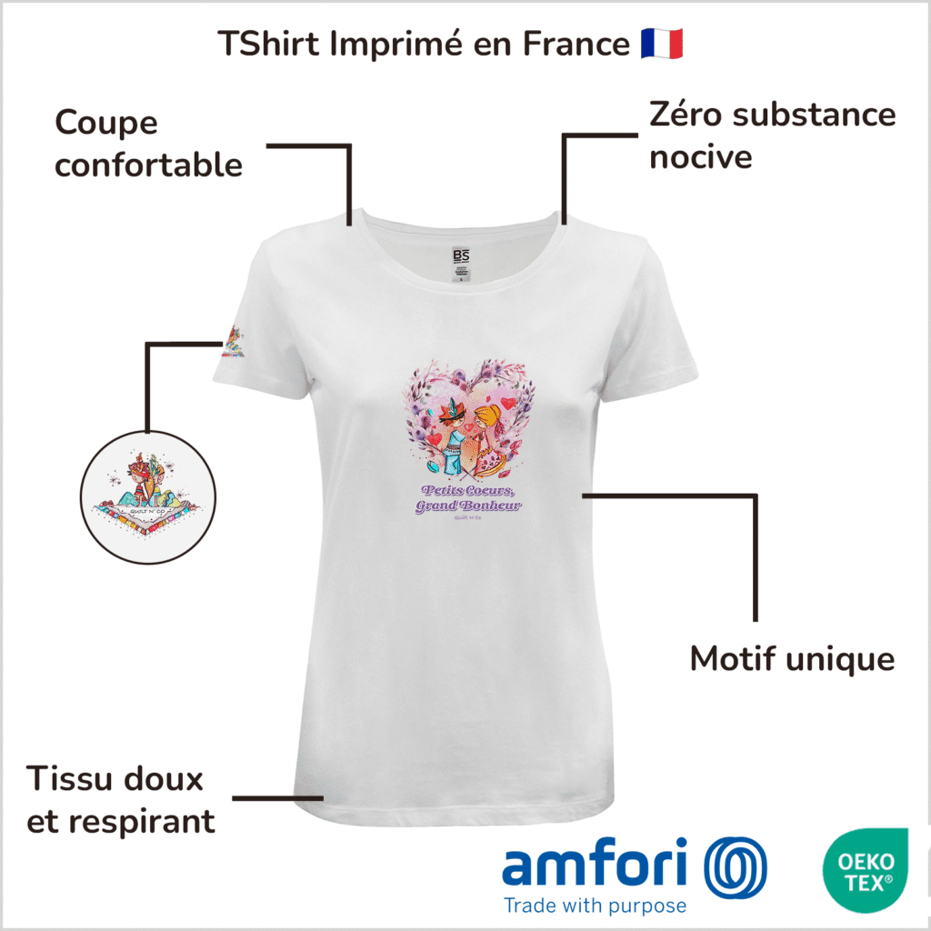 T-Shirt Femme "Petits Cœurs, Grand Bonheur"