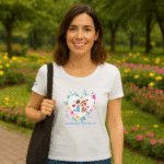 Photo dans le parc du TShirt Femme "L'amour Fleurit Ici"