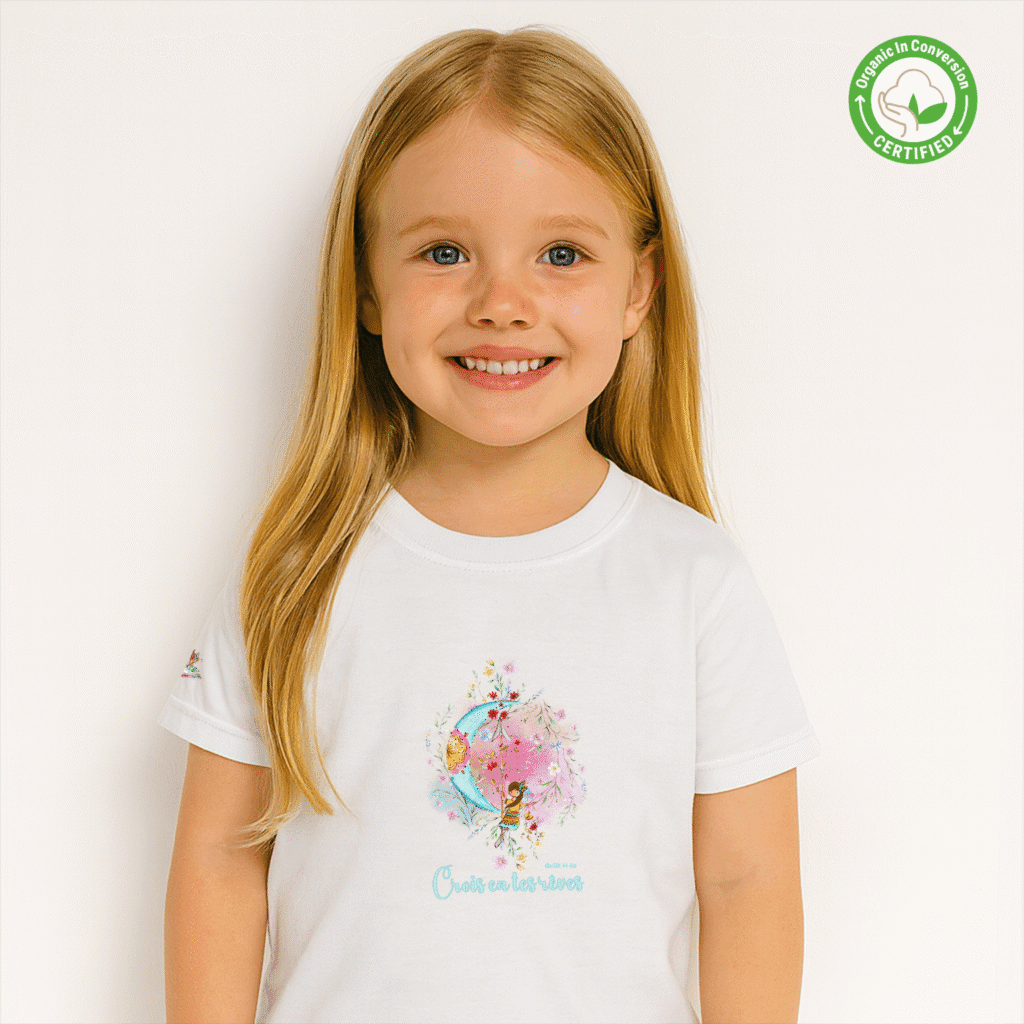 Photo en studio du TShirt pour fille "Crois En Tes Rêves" Bleu