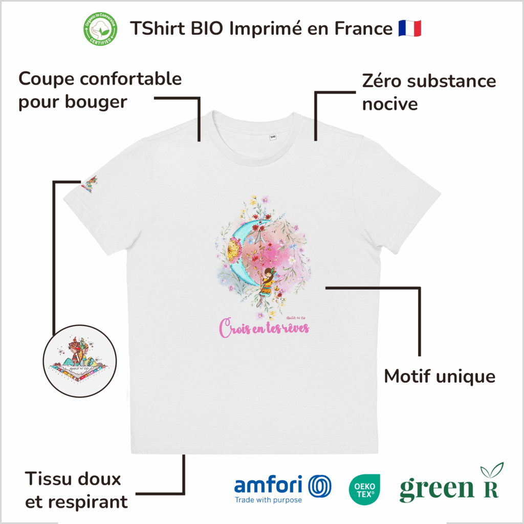 Avantages du T-Shirt pour fille "Crois En Tes Rêves" Rose