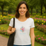 Photo dans le parc du TShirt pour fille "Crois En Tes Rêves" Bleu