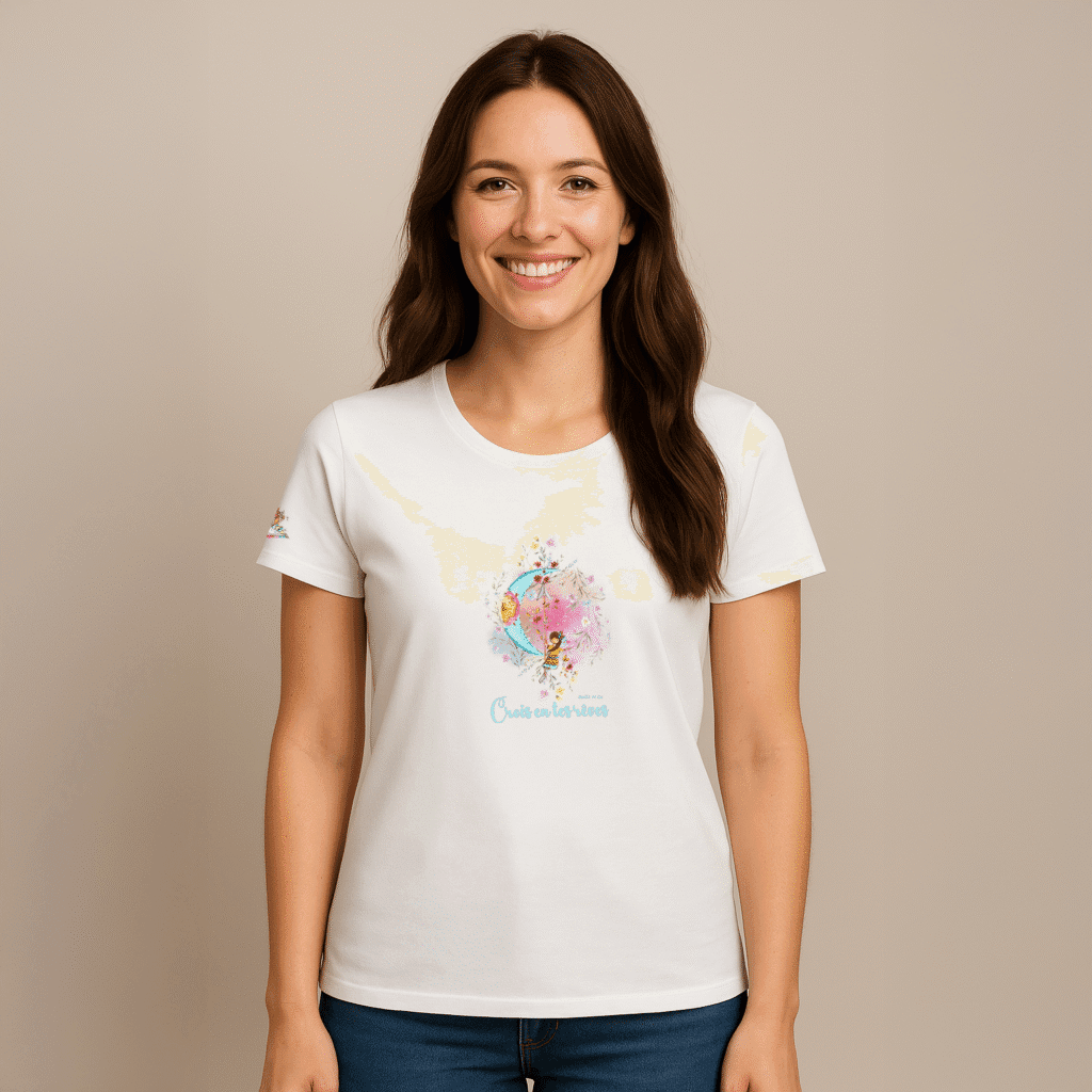 Photo en studio du TShirt pour fille "Crois En Tes Rêves" Bleu