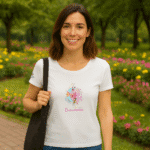 Photo dans le parc du TShirt pour fille "Crois En Tes Rêves" Rose