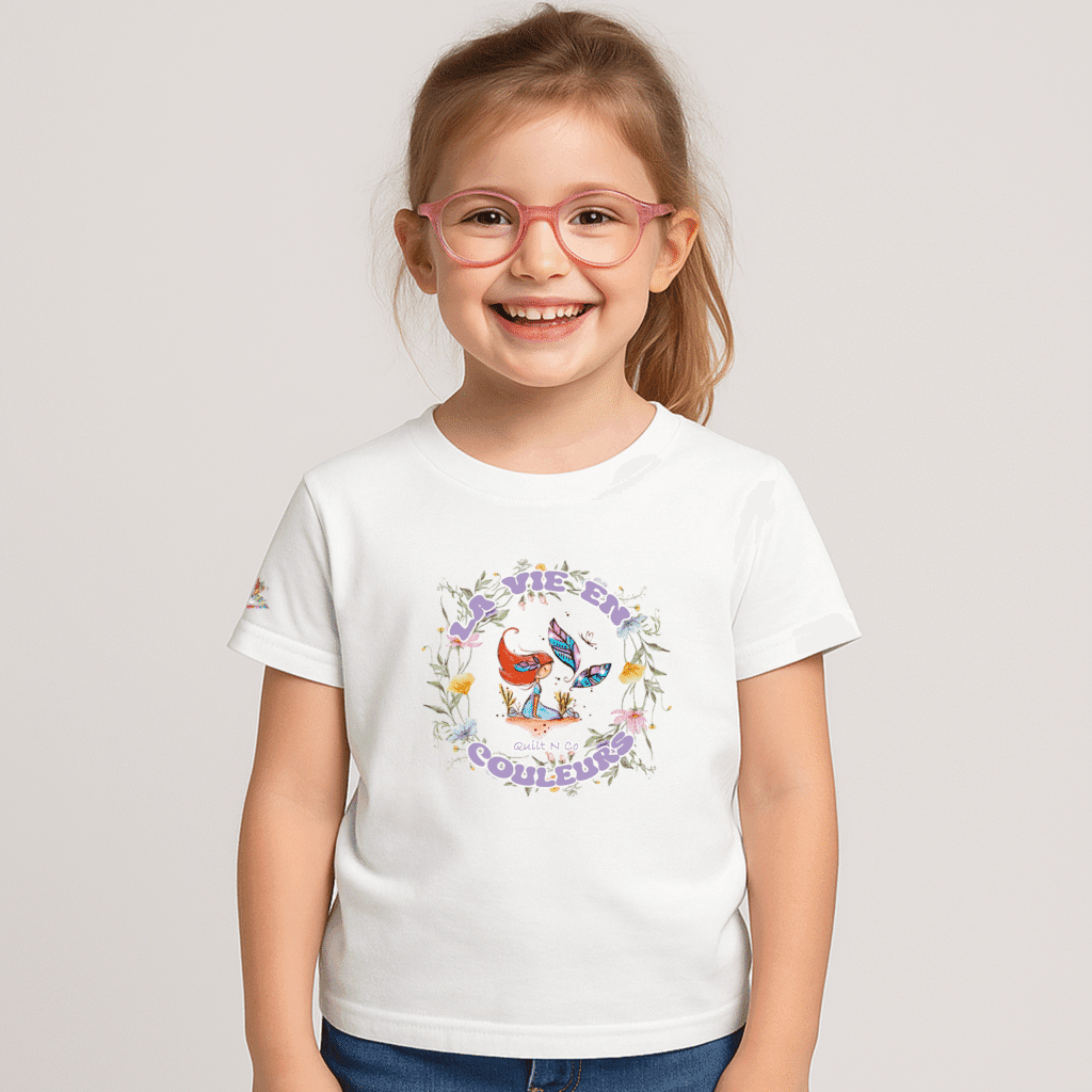 Photo en studio du TShirt pour fille "La Vie En Couleurs"